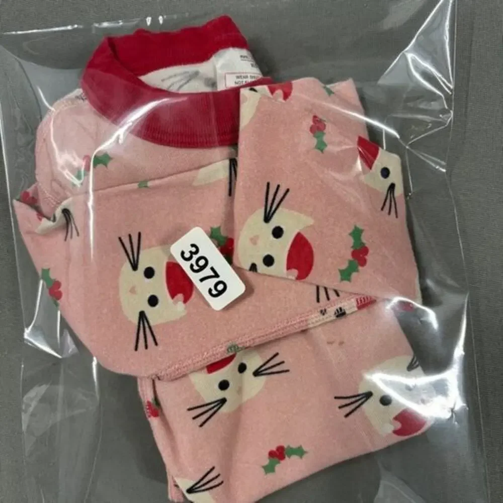 Hanna Andersson Pajama Top Kids 5 Pink Red Good Holiday Cat Organic Cotton